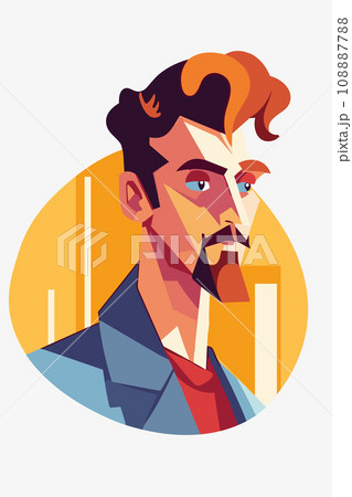Men beard face side view vector illustration Men beard face side view vector illustration 108887788