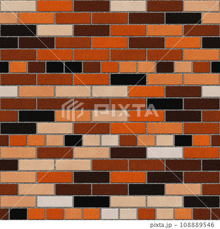 Brick drawing. Colorful brick wall seamless background- texture pattern for continuous replication. 108889546