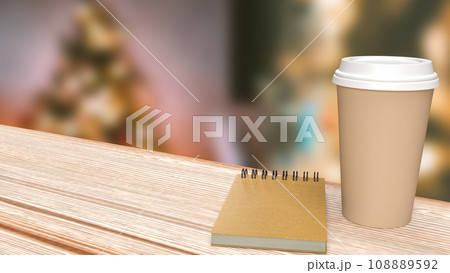 The Coffee cup on wood table for hot drink concept 3d rendering. 108889592