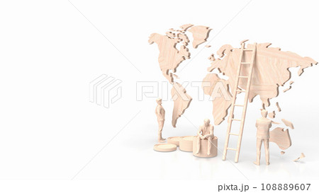 The Business man and world map 3d rendering. 108889607