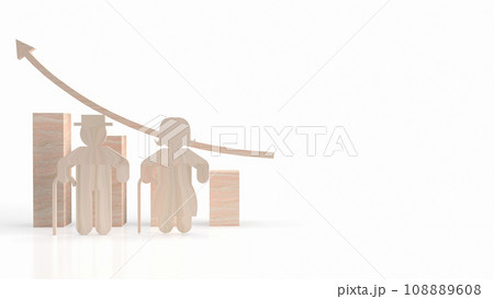 The old man wood plate for  aging society  concept 3d rendering 108889608