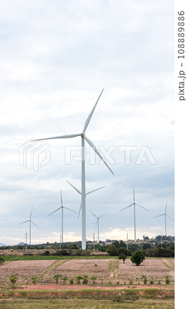 Wind Turbines Windmill Energy Farm. windmill wind turbines in field. 108889886
