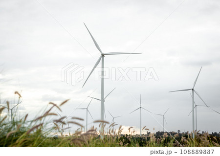 Wind Turbines Windmill Energy Farm. windmill wind turbines in field. 108889887