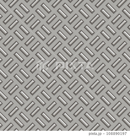 Bumped metal, seamless background. Seamless Hi-res (8000x8000) texture of metal wall or floor. Iron diamond plate industry realistic seamless pattern. 108890197