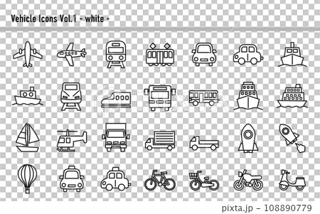 Vehicle icon set A 01 white 108890779