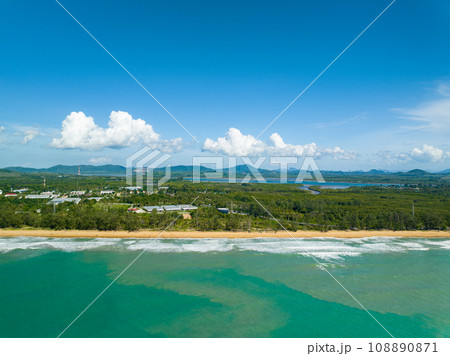 Beautiful sea surface in sunny day with blue sky in summer day background, Amazing seascape seacoast landscape view background 108890871