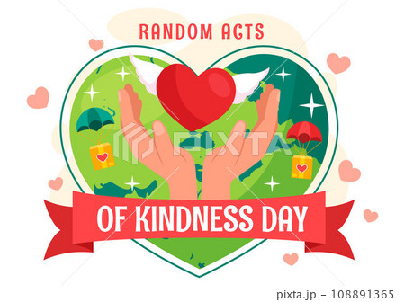 Random Acts of Kindness Vector Illustration on February 17th Various Small Actions to Give Happiness with Love in Flat Cartoon Background Design 108891365
