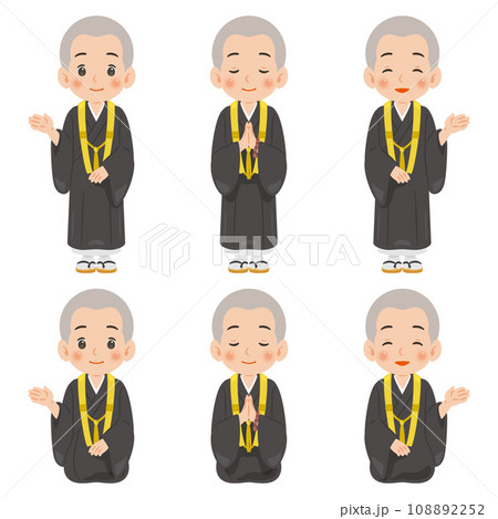 住職の男性　お坊さん　立ち絵と座り絵セット 108892252