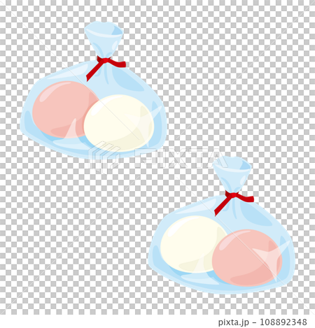 Bag of red and white mochi Bag of red and white mochi 108892348