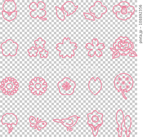 花圖示處理表情象形文字時尚可愛簡單線條畫插畫素材集 花圖示處理表情象形文字時尚可愛簡單線條畫插畫素材集 108892356