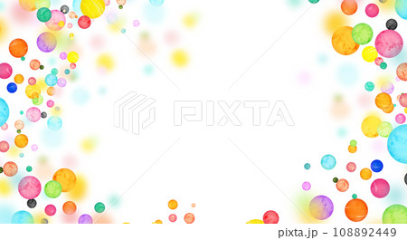 カラフルでポップな水玉模様のフレーム 背景素材 カラフルでポップな水玉模様のフレーム 背景素材 108892449