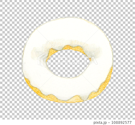 ホワイトチョコレートのドーナツ スイーツ・お菓子の手描き水彩イラスト素材 ホワイトチョコレートのドーナツ スイーツ・お菓子の手描き水彩イラスト素材 108892577