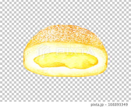 Custard bomboloni (bread donut) hand-drawn watercolor illustration of sweets and sweets 108893349