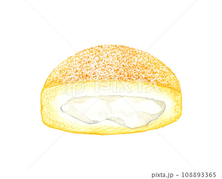 ボンボローニ（パンドーナツ）　スイーツ・お菓子の手描き水彩イラスト素材 108893365