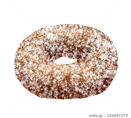 ココナッツチョコレートドーナツ　スイーツ・お菓子の手描き水彩イラスト素材 108893379