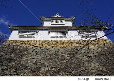 岡山県津山市にあるさくら名所100選のひとつ「鶴山公園(津山城趾)」:備中櫓を見上げる 岡山県津山市にあるさくら名所100選のひとつ「鶴山公園(津山城趾)」:備中櫓を見上げる 108894081