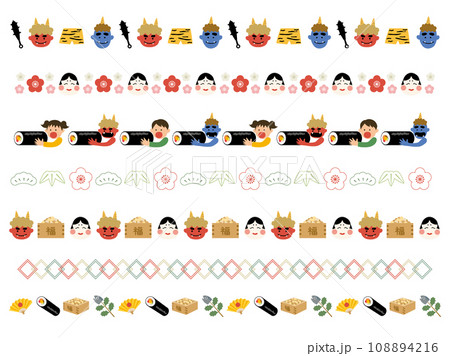 節分の飾り罫セット 108894216