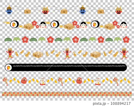 節分の飾り罫セット 108894217