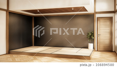 Interior, Empty room and tatami mat floor room japanese style. 3D rendering 108894580