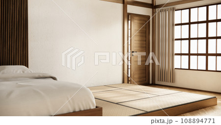 Interior Luxury modern Japanese style bedroom mock up, Designing the most beautiful. Interior Luxury modern Japanese style bedroom mock up, Designing the most beautiful. 108894771