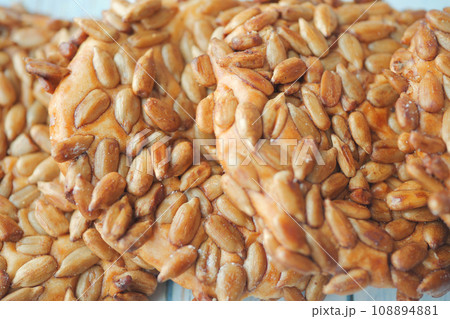 sesame sweet cookies on black background  108894881
