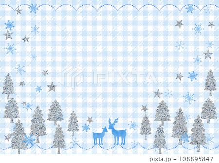 トナカイとクリスマスツリー(ブルーチェック) トナカイとクリスマスツリー(ブルーチェック) 108895847