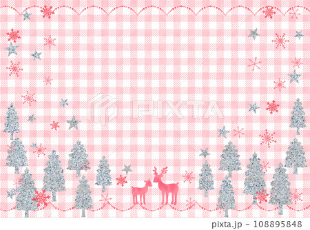 トナカイとクリスマスツリー(ピンクチェック) トナカイとクリスマスツリー(ピンクチェック) 108895848