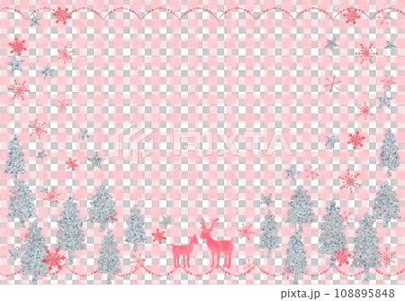 トナカイとクリスマスツリー(ピンクチェック) トナカイとクリスマスツリー(ピンクチェック) 108895848
