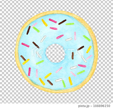 淡藍色巧克力甜甜圈手繪水彩插畫素材糖果糖果 108896150