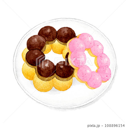 皿に乗ったもちもちドーナツ スイーツ・お菓子の手描き水彩イラスト素材 皿に乗ったもちもちドーナツ スイーツ・お菓子の手描き水彩イラスト素材 108896154