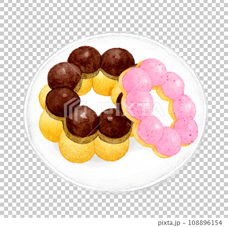 皿に乗ったもちもちドーナツ スイーツ・お菓子の手描き水彩イラスト素材 皿に乗ったもちもちドーナツ スイーツ・お菓子の手描き水彩イラスト素材 108896154