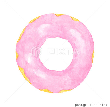 ストロベリーチョコレートのドーナツ スイーツ・お菓子の手描き水彩イラスト素材 ストロベリーチョコレートのドーナツ スイーツ・お菓子の手描き水彩イラスト素材 108896174