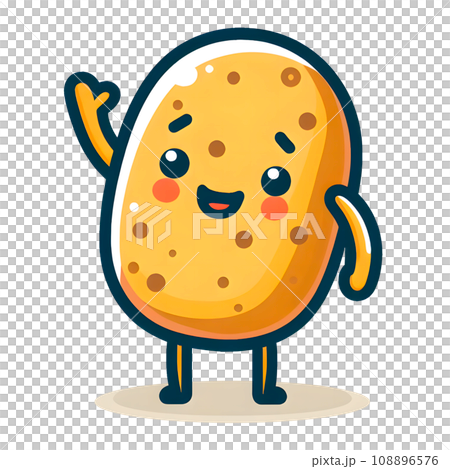ジャガイモのキャラクター、シンプルでかわいいイラスト、AI生成画像 108896576