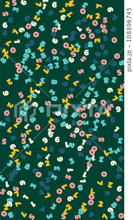 Falling pastel numbers. Math study concept with flying digits. Beautiful back to school mathematics banner on blackboard background. Falling numbers illustration. 108896745