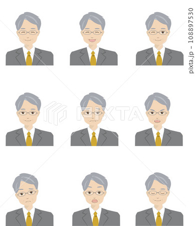 色々な表情をした男性のイラストセット5 108897530