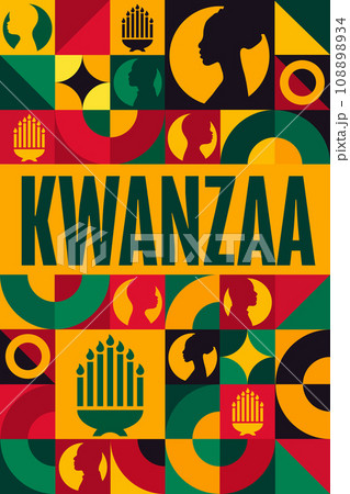 Happy Kwanzaa. Holiday concept. Template for background, banner, card, poster with text inscription 108898934