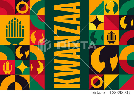 Happy Kwanzaa. Holiday concept. Template for background, banner, card, poster with text inscription 108898937