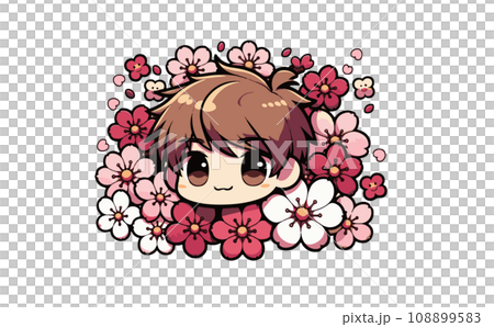 Illustration of cherry blossom branches and cherry blossoms in full bloom and petals. Japanese traditional spring flowers vector illustration - generated AI 108899583