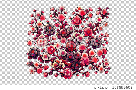 桜の枝と満開な桜と花びらのさくらの花のイラスト。日本の伝統的な春の花のベクターイラスト-生成AI 桜の枝と満開な桜と花びらのさくらの花のイラスト。日本の伝統的な春の花のベクターイラスト-生成AI 108899602