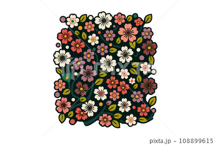 桜の枝と満開な桜と花びらのさくらの花のイラスト。日本の伝統的な春の花のベクターイラスト-生成AI 桜の枝と満開な桜と花びらのさくらの花のイラスト。日本の伝統的な春の花のベクターイラスト-生成AI 108899615