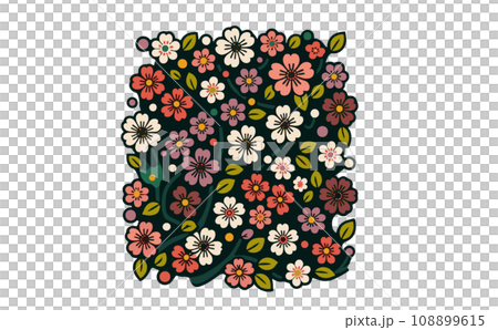 桜の枝と満開な桜と花びらのさくらの花のイラスト。日本の伝統的な春の花のベクターイラスト-生成AI 桜の枝と満開な桜と花びらのさくらの花のイラスト。日本の伝統的な春の花のベクターイラスト-生成AI 108899615