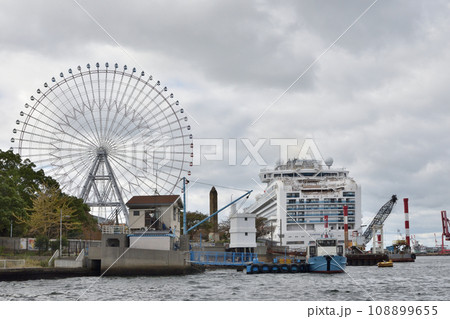 大阪港のダイヤモンドプリンセスと渡し舟 108899655