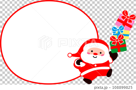 プレゼントを背負って笑うクリスマスのサンタクロース 吹き出し プレゼントを背負って笑うクリスマスのサンタクロース 吹き出し 108899825