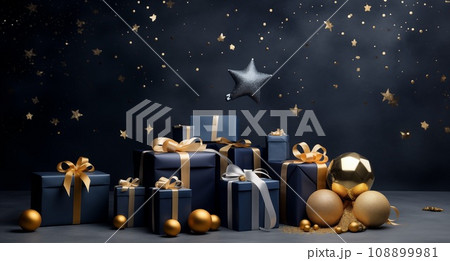 Christmas white background with christmas balls and decoration - 3d rendering Christmas white background with christmas balls and decoration - 3d rendering 108899981