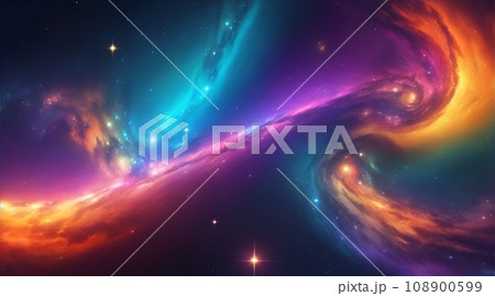 宇宙と銀河やビッグバンをモチーフとしたカラフルな背景素材 108900599