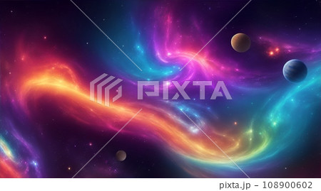 宇宙と銀河やビッグバンをモチーフとしたカラフルな背景素材 108900602