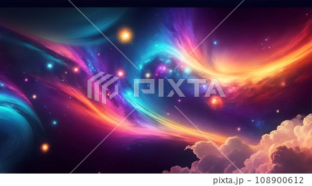 宇宙と銀河やビッグバンをモチーフとしたカラフルな背景素材 108900612