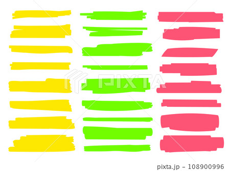 Highlight brush underline yellow red blue marker vector pen. Stroke highligher color set. Highlight brush underline yellow red blue marker vector pen. Stroke highligher color set. 108900996