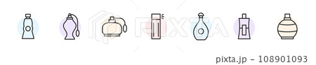 Perfume bottle line icon vector fragrance linear spray art cosmetic flat icon. Perfume illustration 108901093