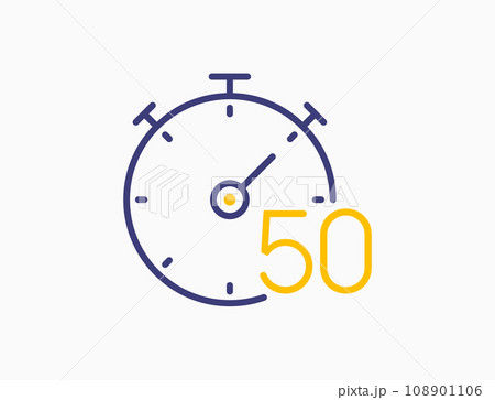 Timer 50 minutes line icon clock. Countdown stopwatch vector digital sport time. Chronometer 50 108901106